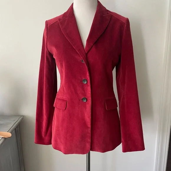 BERNARD ZINS PARIS RED CORDUROY ZAKINA JACKET SIZE 6